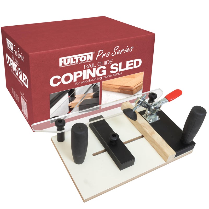 Fulton Woodworking Tools Fulton PRO Rail Guide Coping Sled for Router Table, Precise Clean Joints, Cabinet Doors, Drawer Fronts, Prevent End Grain Blowout, Router Coping Sled - Image 1